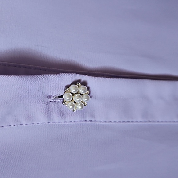 Women's Lavender Button-Up Blouse - Picture 4 of 5